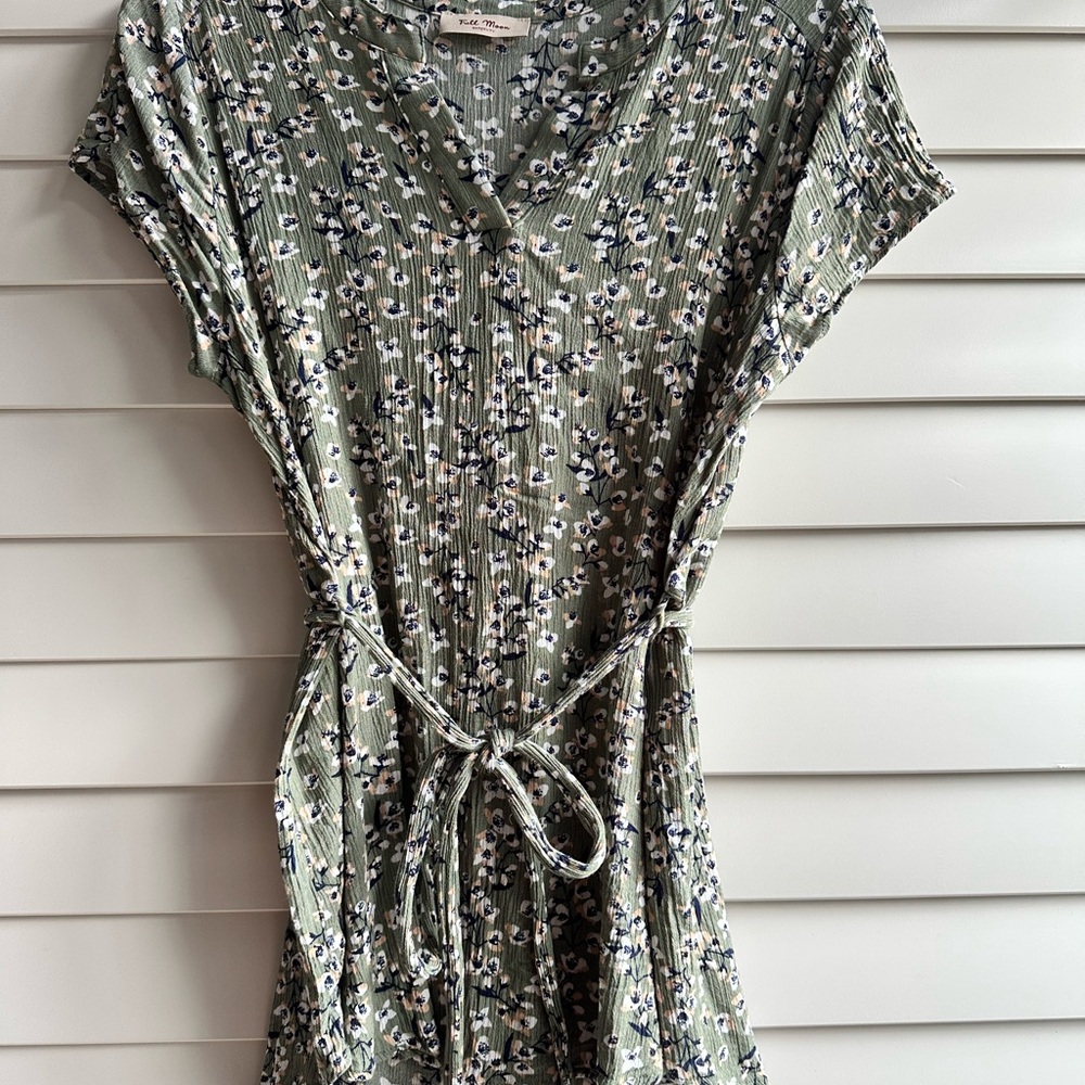 Floral Green Maternity Blouse with Tie Waist
